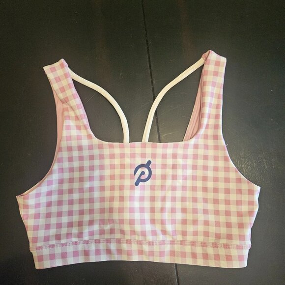 Peloton pink and white Gingham Bra in Medium - Picture 1 of 3